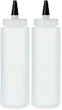BRIGHTFROM Condiment Squeeze Bottles 8 OZ Wide Neck, Empty Squirt Bottles - Removable Top-Cap, Leak Proof for Ketchup, Mustard, Syrup, Sauces, Dressing, Oil, Arts & Crafts, BPA FREE Plastic - 2 PACK