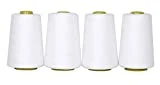 Mandala Crafts All Purpose Sewing Thread Spools - White Serger Thread Cones 4 Pack - 40S/2 24000 Yds White Polyester Thread for Overlock Sewing Machine Quilting