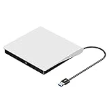 ROOFULL External CD DVD Drive USB 3.0 Premium Portable USB CD ROM DVD +/-RW Optical Drive Player Reader Writer Burner for Apple Mac MacBook Pro/Air, iMac, Windows 10/11 Laptop PC, White (Updated)