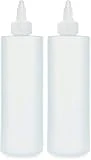BRIGHTFROM Condiment Squeeze Bottles, 16 OZ Empty Squirt Bottle, Clear Twist Top Cap, Leak Proof - Great for Ketchup, Mustard, Syrup, Sauces, Dressing, Oil, Arts and Crafts, BPA FREE Plastic - 2 PACK