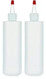 Condiment Squeeze Bottles, 8 OZ Empty Squirt Bottle, Red Top Cap, Leak Proof - for Ketchup, Mustard, Syrup, Sauces, Dressing, Oil, Arts & Crafts, BPA FREE Plastic - Perfect for Kitchen - 2 PACK