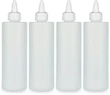 BRIGHTFROM Condiment Squeeze Bottles, 12 OZ Empty Squirt Bottle with Twist Top Cap, Leak Proof - Great for Ketchup, Mustard, Syrup, Sauces, Dressing, Oil, Arts and Crafts, BPA FREE Plastic - 4 PACK