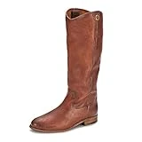 Frye Melissa Button 2 Equestrian-Inspired Tall Boots for Women Made from Hard-Wearing Vintage Leather with Antique Metal Hardware and Leather Outsole – 15 ½” Shaft Height, Cognac Extended Calf - 9M-WS