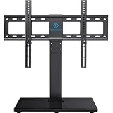 PERLESMITH Universal Swivel TV Stand Base, Table Top TV Stand for 37 to 65,70,75 inch LCD LED TVs, Height Adjustable TV Mount Stand with Tempered Glass Base, VESA 600x400mm, Holds up to 88lbs, PSTVS13