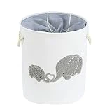 INough Large Baby Hamper for Nursery Boy, Elephant Laundry Basket for Baby Nursery. Canvas Hampers for Baby Laundry, Baby Basket Elephant Decor for Baby Room, Livingroom, Kidsroom, Play Room