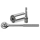 Universal Socket Wrench Socket Set 1/4'-3/4'（7mm to 19mm ）Ratchet Universal Sockets Set with Wrench Power Drill Adapter for Men Him Husband Dad Father DIY Handyman Women