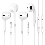 2 Pack Apple Earbuds Headphones with 3.5mm Plug [Apple MFi Certified] Wired Earphones Built-in Microphone & Volume Control Compatible with iPhone,iPad,iPod,MP3/4,Android and 3.5mm Audio Devices