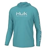 HUK Men's Standard Pursuit Vented Long Sleeve Hoodie, Fishing Shirt with Hood, Ipanema, Small