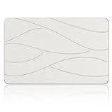 Veeloim Stone Bath Mat Diatomaceous Earth Shower Mat Non-Slip Super Absorbent Stone Bath Mats for Bathroom/Kitchen Counter Quick Drying Diatomite Bath Stone Mat Large Easy to Clean(23.6×15.4' White)
