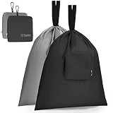 Travel Laundry bags, 2 Pack Dirty Laundry Travel Bag, Quatish Foldable Dirty Clothes Bag for Traveling, Washable and Small Laundry Bag with Handles for Suitcase, Gym, Camping