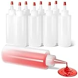 4-Ounce Squeeze Bottles with Red Tip Cap (8-Pack), BPA Free and Latex-Free, Food-Grade Mini-Bottles (120mL) - for Arts and Crafts, Glue, Icing, Griller, Sauces, Dressings, Condiments, Cake Decorating