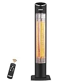 Pasapair Electric Patio Heater,1s Heating Infrared Outdoor Heaters with Remote, 2 Heat Levels and 24H Timer, Portable Freestanding Tower Heater, Overheating, Tip-Over Protection,IPX5 Waterproof