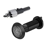 HOJLKLD Door Viewer Peephole, 220-degree Peephole for Front Door with 16mm/0.63inch Drill Bit for 1-1/2' to 2-3/8' Doors (Black)
