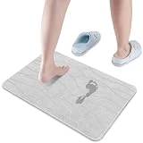 JAYZUUM - Stone Bath Mat - Diatomaceous Earth Shower Mat, Non-Slip Super Absorbent Quick Drying Bathroom Floor Mat, Natural, Easy to Clean (23.5 x 15 Gray)