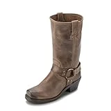 Frye Harness 12R Boots for Women Crafted with Italian Leather with Goodyear Welt Construction, Durable Rubber Outsole, and Nickel & Brass Hardware – 11 ½” Shaft Height, Smoke - 8.5M