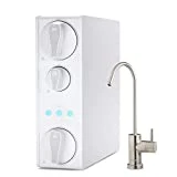 iSpring RO500AK-BN Tankless RO Reverse Osmosis Water Filtration System, 500 GPD Fast Flow with Natural pH Alkaline Remineralization, Brushed Nickel Faucet, 2:1 Pure to Drain Ratio, White.