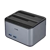 Hard Drive Dock SSK USB 3.0 to SATA I/II/III Dual Bay Aluminum External Hard Drive Docking Station for 2.5 3.5 inch SATA HDD SSD Support UASP, 2x16TB + 2 USB3.0 Ports (Not Support Offline Clone)