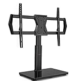 Perlegear Universal TV Stand Mount for 37-70 inch TVs, Swivel Table Top TV Stand Height Adjustable TV Stand with Heavy Duty Tempered Glass Base, Holds up to 99 lbs, VESA 800x400mm, PGTVS05