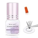 Cluster Lash Glue Clear Sensitive Lash Extension Glue Mild Fast Drying Waterproof Individual Eye Lash Glue DIY Lash Extension Glue Strong Hold Eyelash Glue For Lash Extensions(5ML)