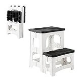 Folding 2-Step Stool, 8' 17' Non-Slip Collapsible Stools, Bedside Stepstools, Hold up to 300 lbs, Portable Footstool for Kitchen Home Toilet Bedroom Office RV (Panda)