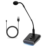 Movo GM-7 Professional 18-inch Gooseneck Microphone and USB Interface Base with RGB Lights, Gain, Mute - USB Podium Microphone with Stand for Streaming, Meetings, Lectures - USB Mic for Mac and PC