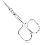THRAU Cuticle Scissors Extra Fine for Manicure and Pedicure, Curved Blade Precise Pointed Tip Grooming Kit for Eyebrow, Eyelash, Trim Nail and Dry Skin - Small Scissors