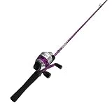 Zebco 33 Spincast Reel and Fishing Rod Combo, 6-Foot 2-Piece Durable Fiberglass Fishing Pole, Quickset Anti-Reverse Fishing Reel with Bite Alert, Pink