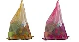 Dependable Industries 2-Pack Mesh Laundry Bags: College & University Essential; Durable Polyester for Dorms; Organize Clothes, Gym Wear; Drawstring Closure; Random Color Assortment
