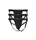 Papi Men's Cotton Stretch Jock Strap 3-Pack of Underwear, Black, Large