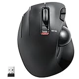 ELECOM EX-G Left-Handed Trackball Mouse, 2.4GHz Wireless, Thumb Control, 6-Button Function with Smooth Tracking, Ergonomic Design, 32mm ball Windows11, macOS (M-XT4DRBK)