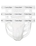 Calvin Klein Men's Cotton Stretch 3-Pack Jock Strap, 3 White, Medium