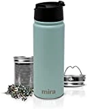 MIRA Stainless Steel Insulated Tea Infuser Bottle for Loose Tea - Thermos Travel Mug with Removable Tea Infuser Strainer-18 oz, Pearl Blue