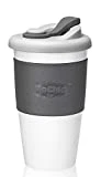 MOCHIC CUP Reusable Coffee Cup with Lid Portable Travel Mug with Non-Slip Sleeve BPA Free Dishwasher and Microwave Safe Friendly Coffee Mug (Charcoal Gray,16oz)