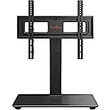 Perlegear Universal Swivel TV Stand for 32–70 inch TVs, Height Adjustable Table Top TV Stand Mount with Tilt, Tempered Glass Base, Holds up to 88 lbs, Max VESA 400x400mm, PGTVS26