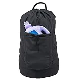 Laundry Bag Backpack for College, Large Laundry Bag with Detergent Holder and Adjustable Shoulder Straps, Durable Clothes Travel Laundry Backpack Hamper Bag Dorm Room Essentials (Black)