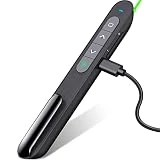 Rechargeable Presentation Clicker with Green Light,PPT Powerpoint Remote Clicker for Presentations,Wireless Presenter Slide Changer Advancer Pointer with Volume Control for Laptop Computer