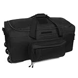 Greencity Duffel Bag Wheels Rolling Deployment Wheeled Military Suitcase Heavy-Duty Trolley Bag Tactical Large Capacity 32 Inch，Black