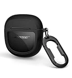 SURITCH Case for Bose QuietComfort Earbuds II 2022/QuietComfort Ultra 2023, Shockproof Protective Cover for Bose QC ii 2 Charging Case Accessories with Carabiner, Black