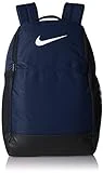 Nike Brasilia Medium Training Nike Backpack for Women and Men with Secure Storage & Water Resistant Coating, Midnight Navy/Black/White