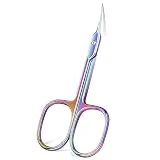 Omind Cuticle Scissors Extra Fine for Precise Fingernails and Cuticles, Curve Blade Stainless Steel Nail scissors for Eyebrow, Eyelash, Trim Nail and Dry Skin, Chameleon