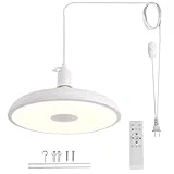 HOREVO Plug-in Pendant Light with Remote Control, Bluetooth Speaker, and Color Changing LED 8.7' 18W Adjustable Farmhouse Hanging Fixture for Kitchen Island, Bar, Dining Room, Bedroom, Entryway