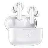 Tribit Wireless Earbuds, Qualcomm QCC3040 Bluetooth 5.2, 4 Mics CVC 8.0 Call Noise Reduction 50H Playtime Clear Calls Volume Control True Wireless Bluetooth Earbuds Earphones, FlyBuds C1 White