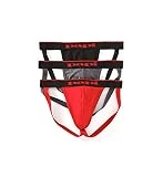Papi Men's Cotton Stretch Jock Strap 3-Pack of Underwear, Red/Grey/Black, Large