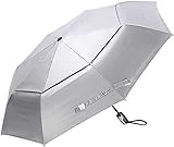 G4Free UPF 50+ UV Protection Travel Umbrella 42 Inch Auto Open Close Silver Vent Double Canopy Folding Sun Blocking Umbrella (Silver/Black)