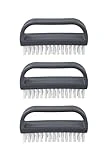 Superio Stiff Nail Brush with Handle 3 Pack Fingernail Scrub Cleaning Brushes for Toes and Nails, All-Purpose Cleaning Brush for Home, Kitchen, Work