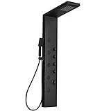 BWE Rainfall Waterfall Shower Tower Panel System Stainless Steel Bathroom Shower Faucet with Handheld Shower and Rain Massage System Wall-Mount Shower Column