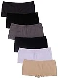 Kalon 6 Pack Women's Nylon Spandex Boyshort Panties (Small, Basics)