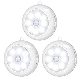 Motion Sensor Light Indoor, BLS LED Night Light Closet Lights, Under Cabinet Battery Powered Ceiling Lights, AA Battery Operated Stick on Wireless Puck Lights for Wall, Step, Stair, Dimmable (3 Pack)