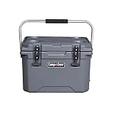 CAMP-ZERO 20L | 21.13 Quart Premium Cooler with 4 Molded-in Cup Holders & Folding Aluminum Handle | Thick Walled, Freezer Grade Cooler w/Secure Locking System & Tie Down Channels (Grey)