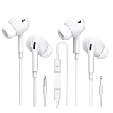 2 Pack Wired Earbuds Headphones 3.5mm in-Ear Earphones with Micphone Built-in Volume Control Compatible with iPhone 6/6S/ Android/iPad/ MP3/ Huawei/Samsung/Computer and Most 3.5mm Audio Devices